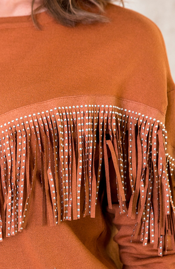 Franje Studs Trui Camel – shoparchief, foto 3