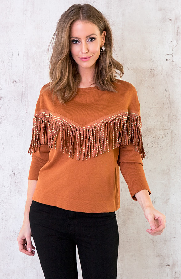 Franje Studs Trui Camel – shoparchief