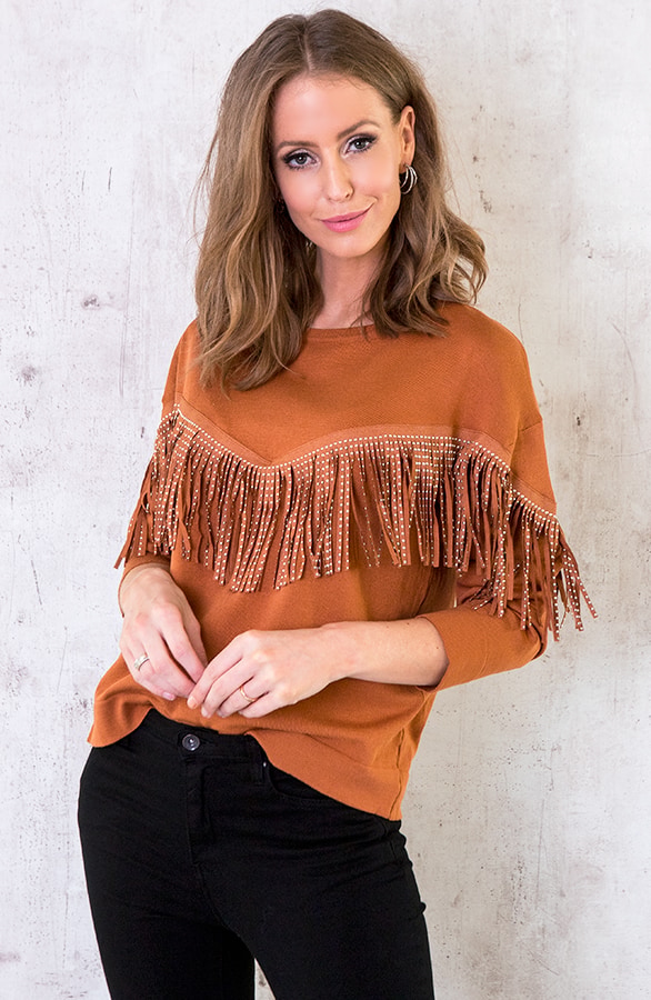 Franje Studs Trui Camel – shoparchief, foto 2