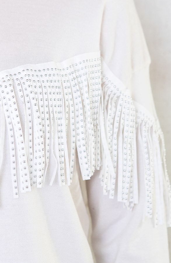 Franje Studs Trui Creme – shoparchief, foto 5