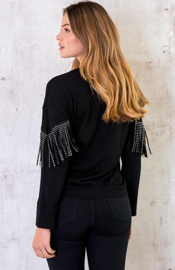 Franje Studs Trui Zwart – shoparchief, foto 6
