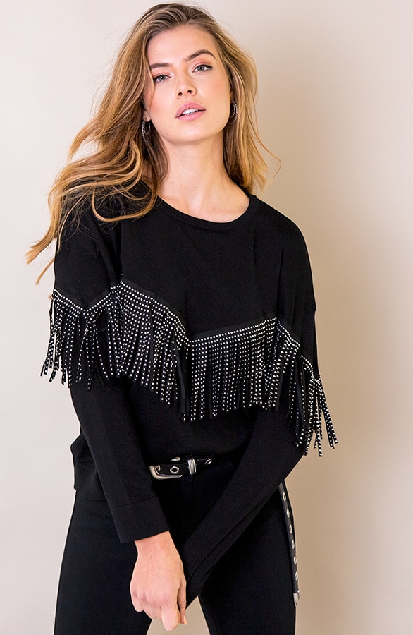 Franje Studs Trui Zwart – shoparchief
