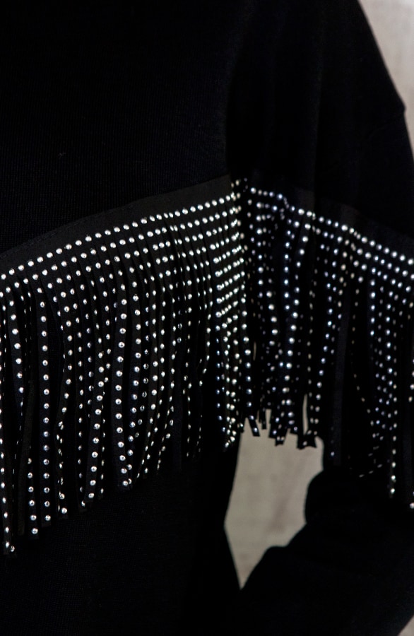 Franje Studs Trui Zwart – shoparchief, foto 5
