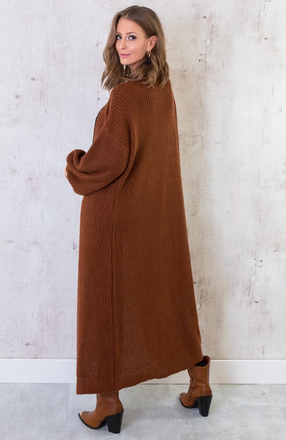 Gebreid Vest Lang Cognac – shoparchief, foto 6