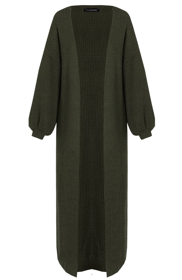 Gebreid Vest Lang Legergroen – shoparchief, foto 7
