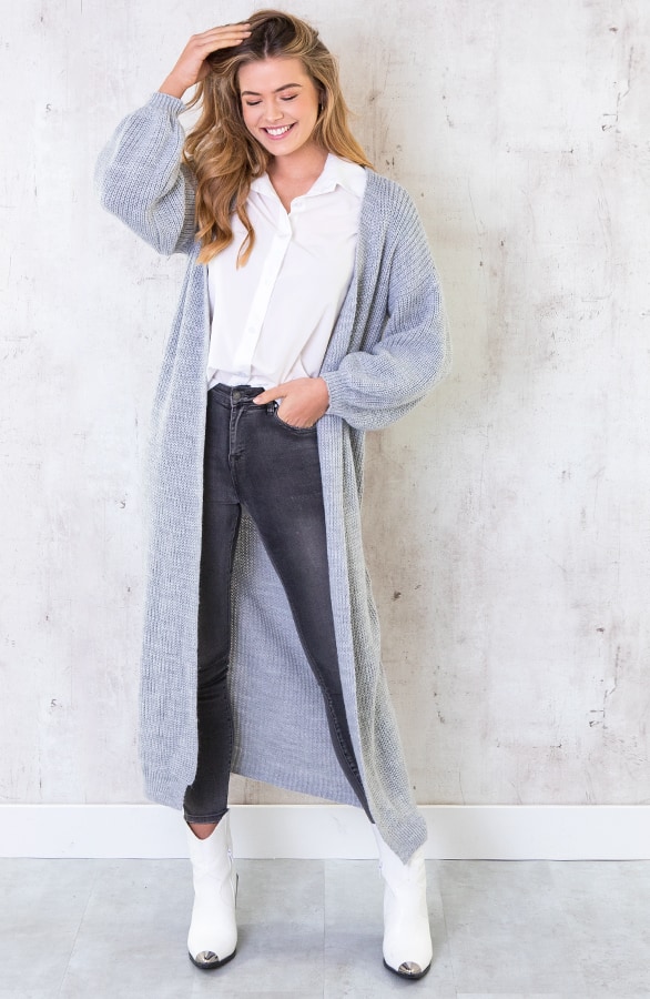 Gebreid Vest Lang Lichtgrijs – shoparchief, foto 3