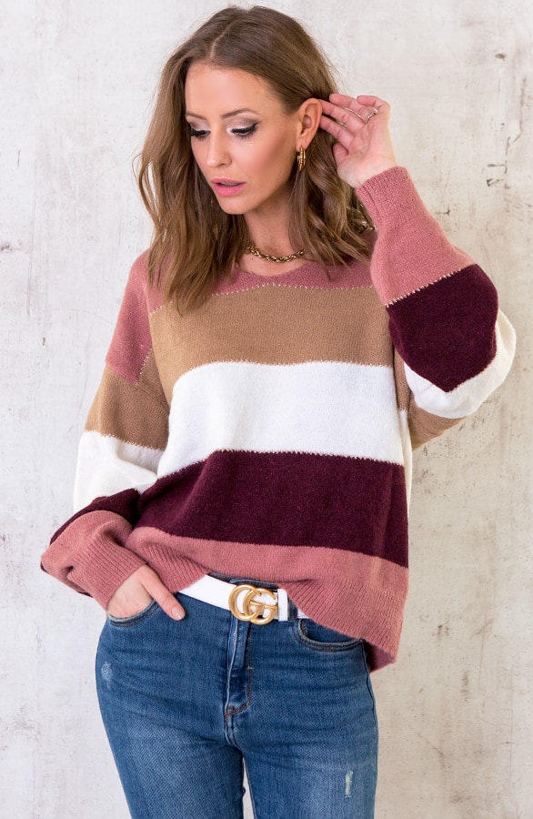 Gestreepte Dames Trui Roze – shoparchief, foto 4