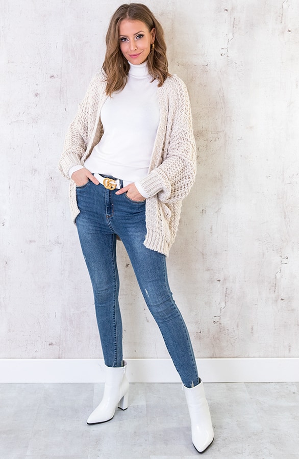 Grof Gebreid Vest Creme – shoparchief, foto 4