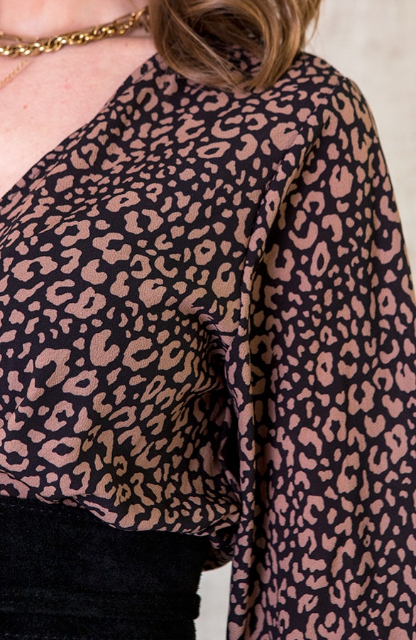 Jurk Met Panterprint Zwart Camel – shoparchief, foto 5