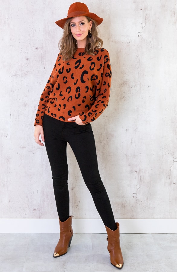 Leopard Oversized Trui Terracotta – shoparchief, foto 4
