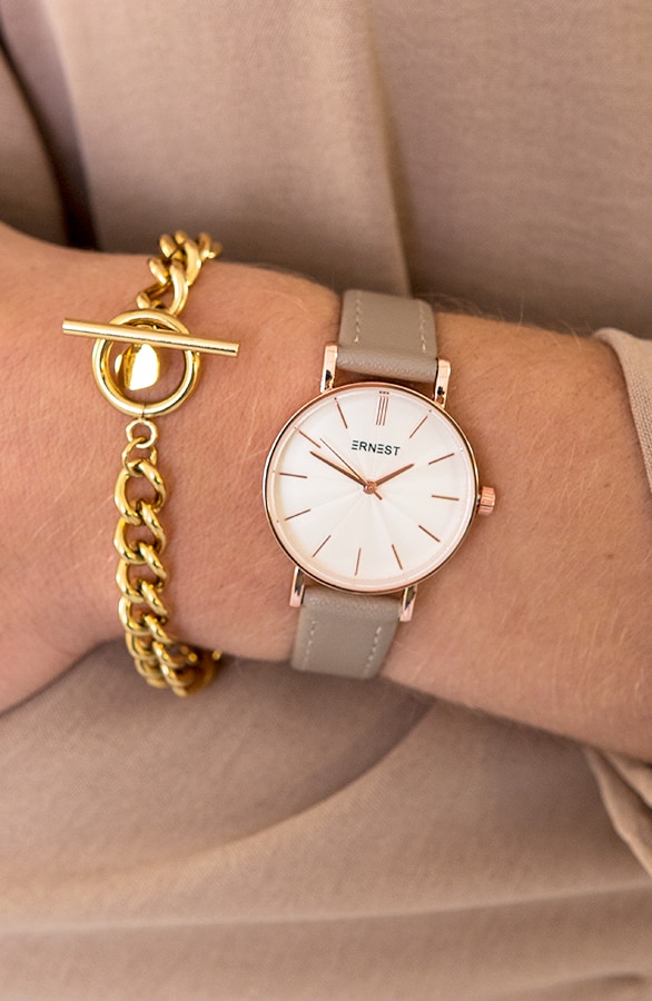 Leren Horloge Dames Taupe – shoparchief, foto 2