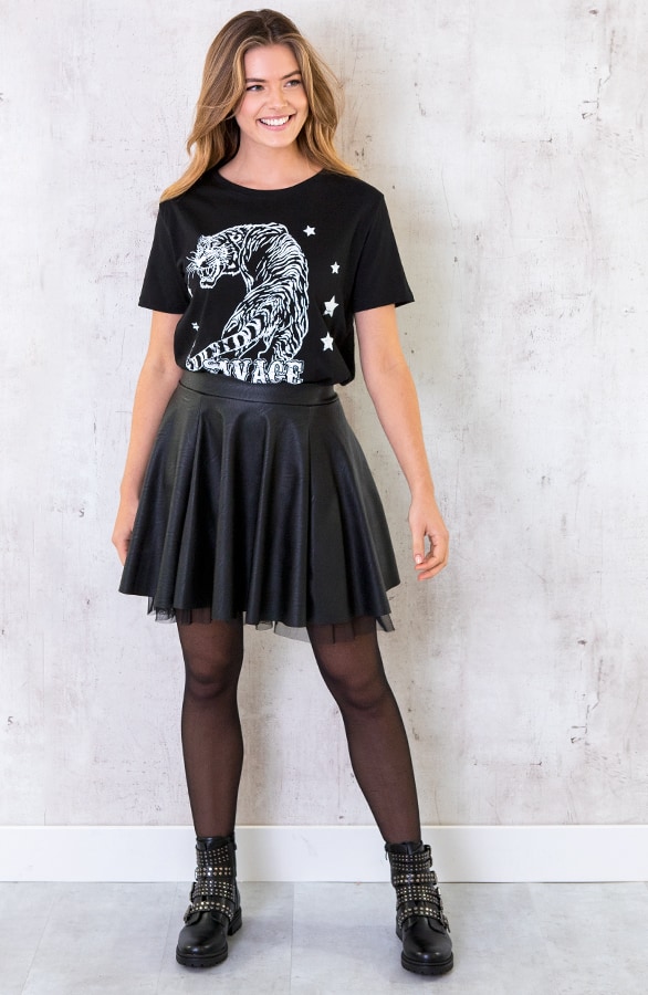 Leren Tule Rok Zwart – shoparchief, foto 4