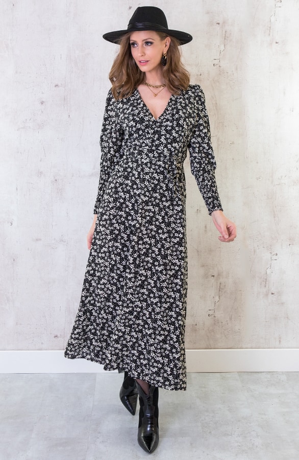 Maxi Bloemen Jurk Met Pofmouwen Wit – shoparchief, foto 4