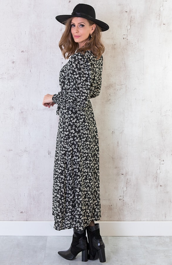 Maxi Bloemen Jurk Met Pofmouwen Wit – shoparchief, foto 3