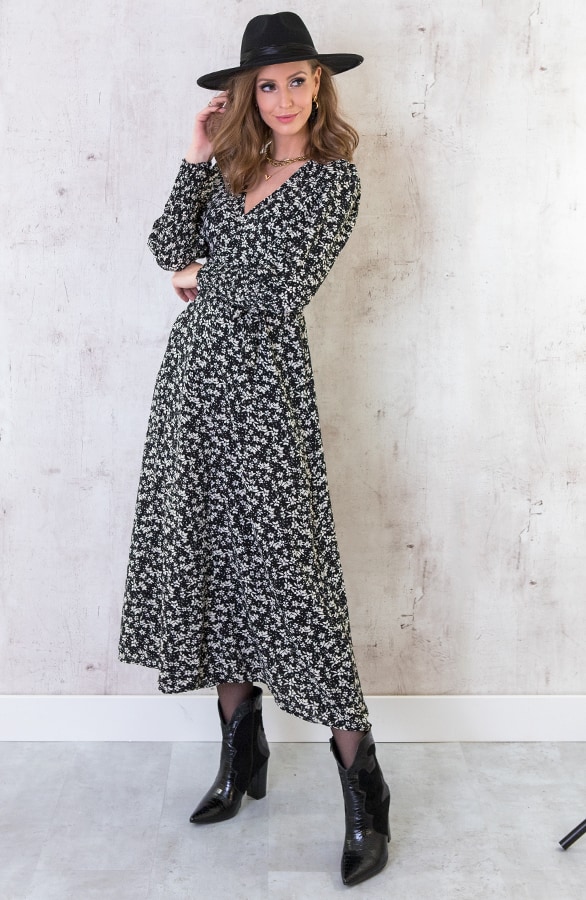 Maxi Bloemen Jurk Met Pofmouwen Wit – shoparchief, foto 2
