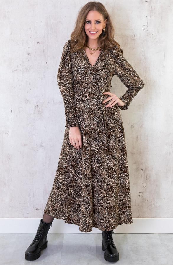 Maxi Cheetah Jurk Met Pofmouwen – shoparchief, foto 2