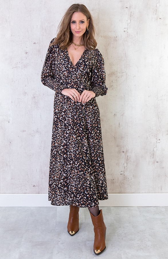 Maxi Panter Jurk Met Pofmouwen – shoparchief, foto 5