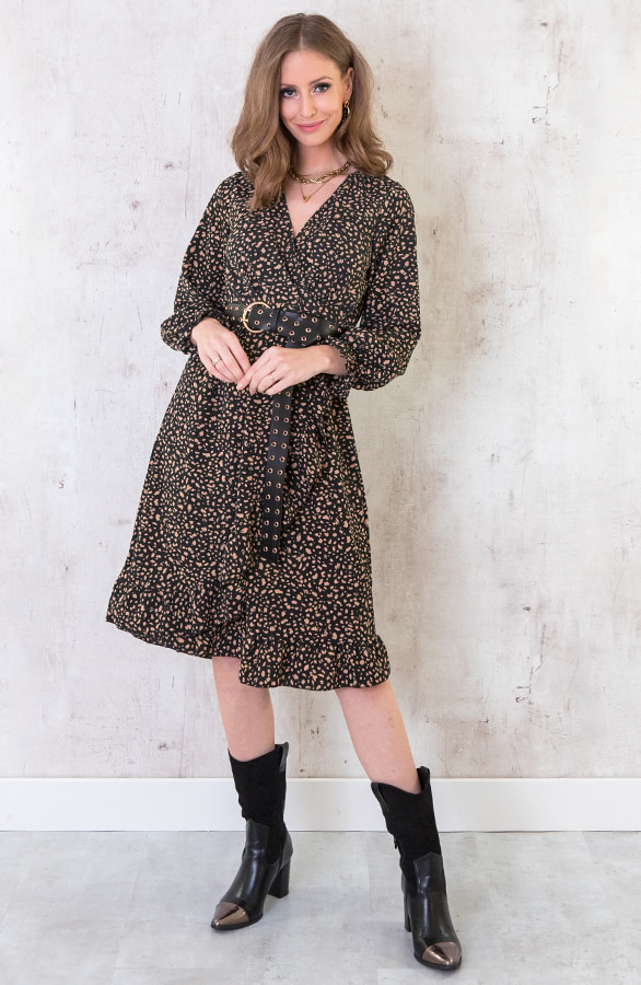 Jurk Cheetah Zwart Camel – shoparchief