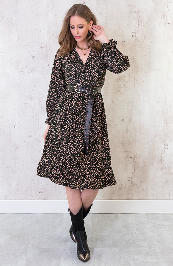 Jurk Cheetah Zwart Camel – shoparchief, foto 2