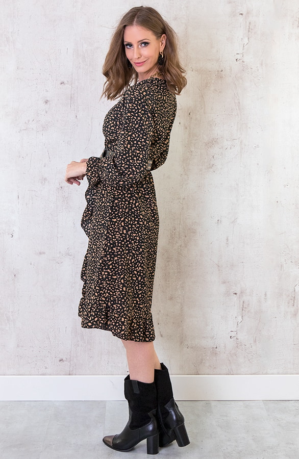 Jurk Cheetah Zwart Camel – shoparchief, foto 3