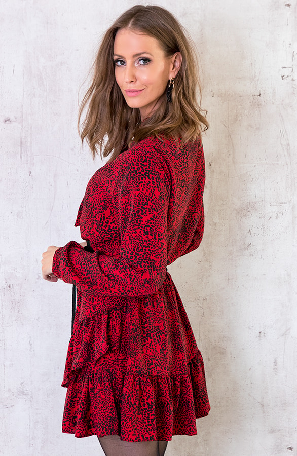 Panter Jurk Met Strik Rood – shoparchief, foto 3