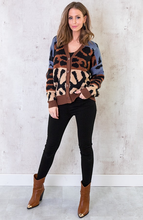 Panter Knopen Vest Camel – shoparchief, foto 3