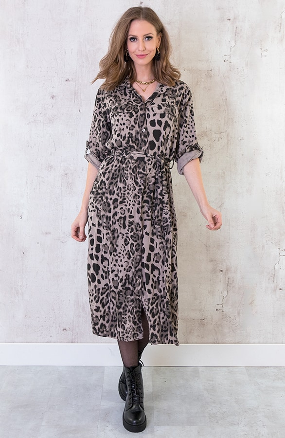 Panterprint Midi Jurk Taupe – shoparchief, foto 2