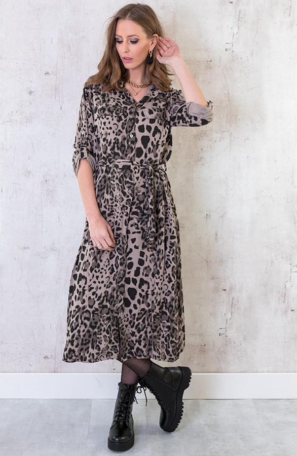 Panterprint Midi Jurk Taupe – shoparchief, foto 5
