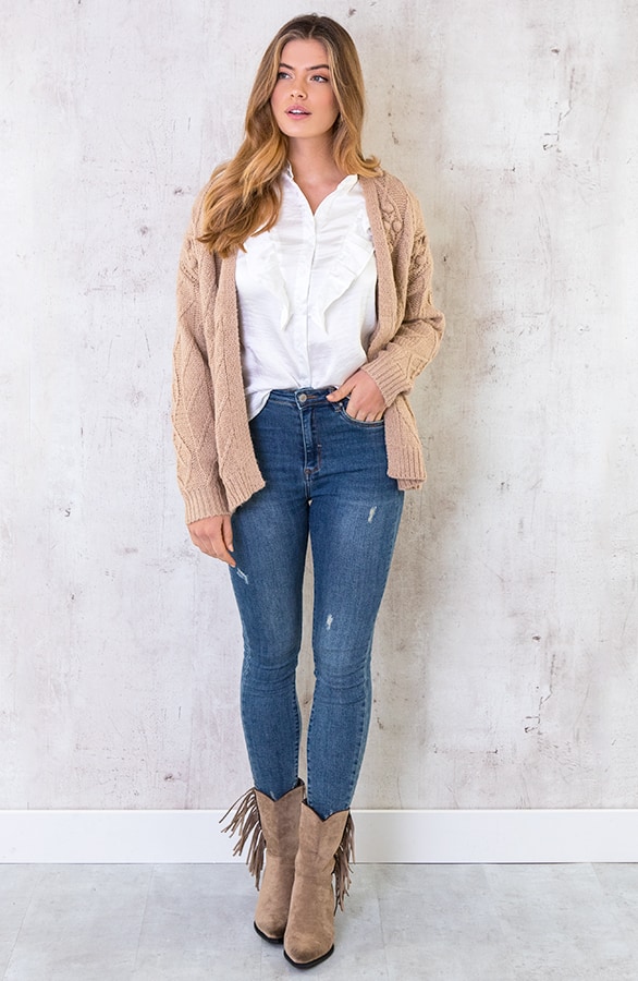 Pompon Vest Gebreid Beige – shoparchief, foto 3