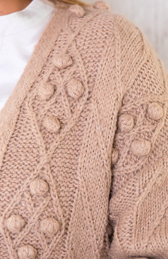 Pompon Vest Gebreid Beige – shoparchief, foto 4