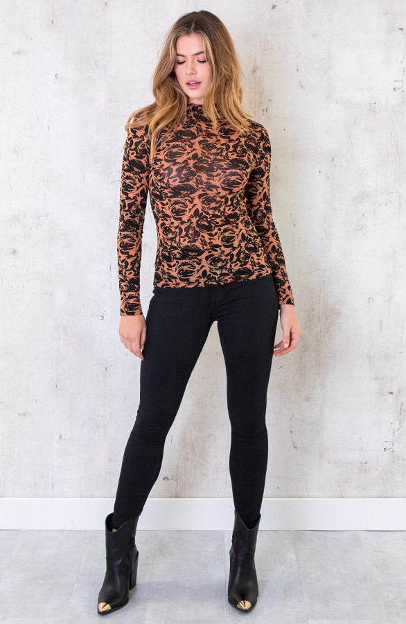 Rozen Mesh Top Zwart Cognac – shoparchief, foto 4