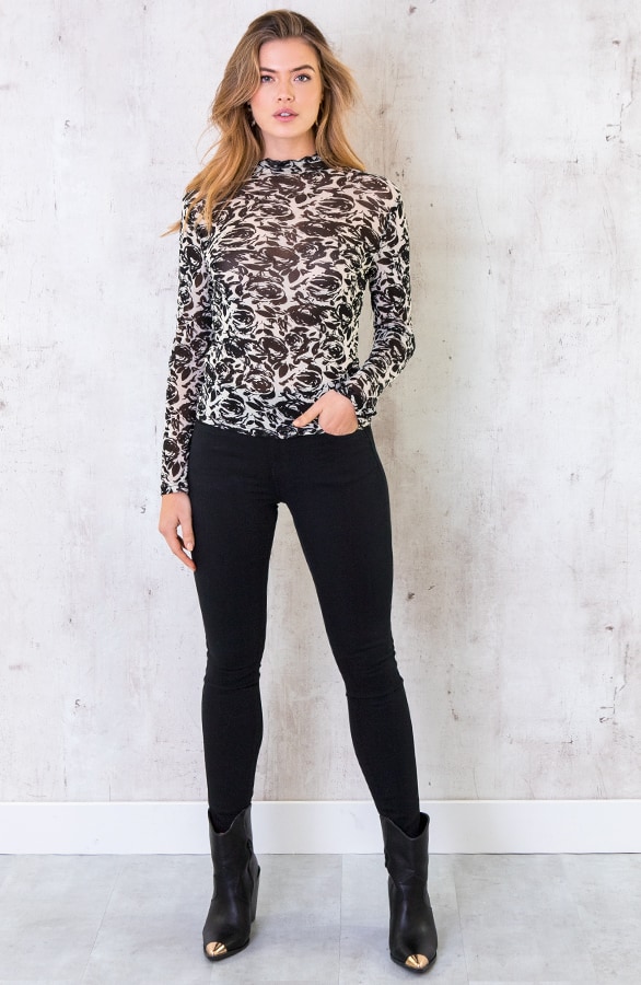 Rozen Mesh Top Zwart Creme – shoparchief, foto 3