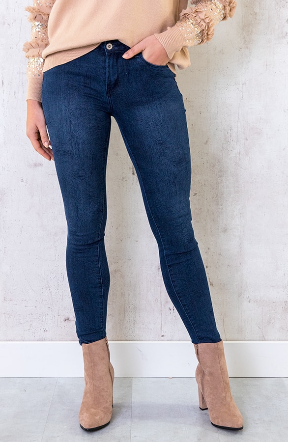 Skinny Print Jeans High Waist Blauw – shoparchief, foto 5