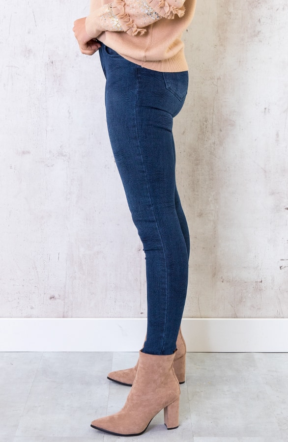 Skinny Print Jeans High Waist Blauw – shoparchief, foto 3