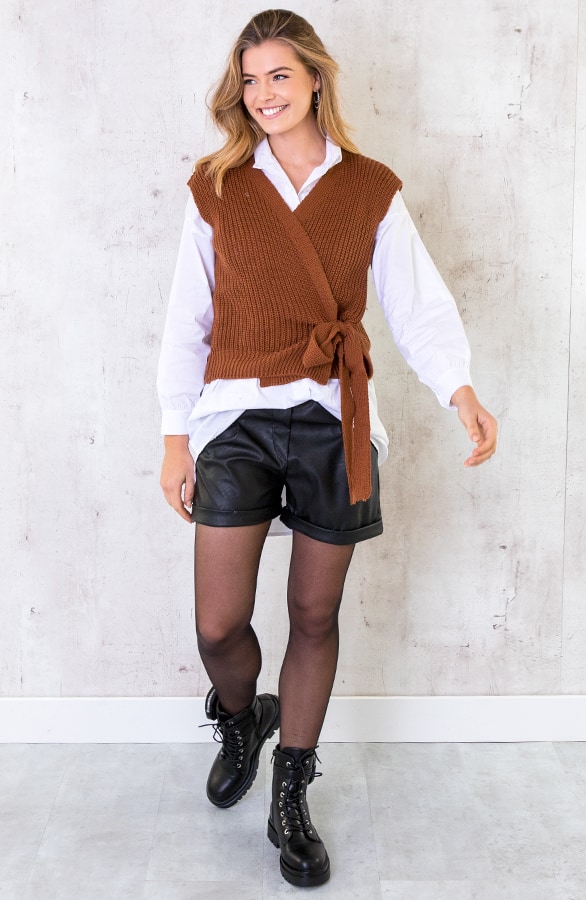 Spencer Strik Vest Cognac – shoparchief, foto 4