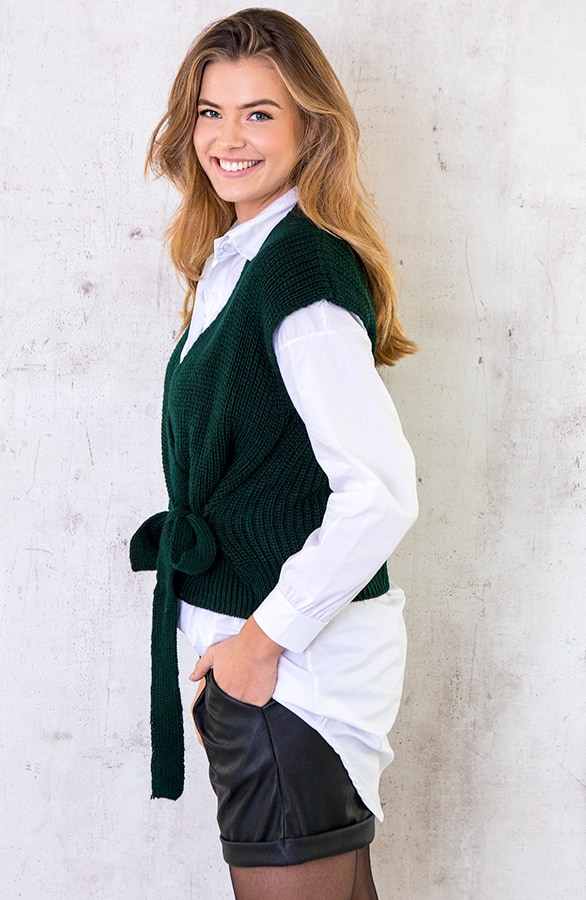 Spencer Strik Vest Smaragdgroen – shoparchief, foto 2