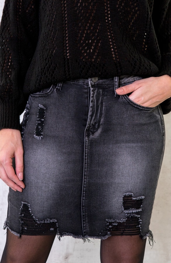 Spijkerrok Damaged Grijs – shoparchief, foto 6