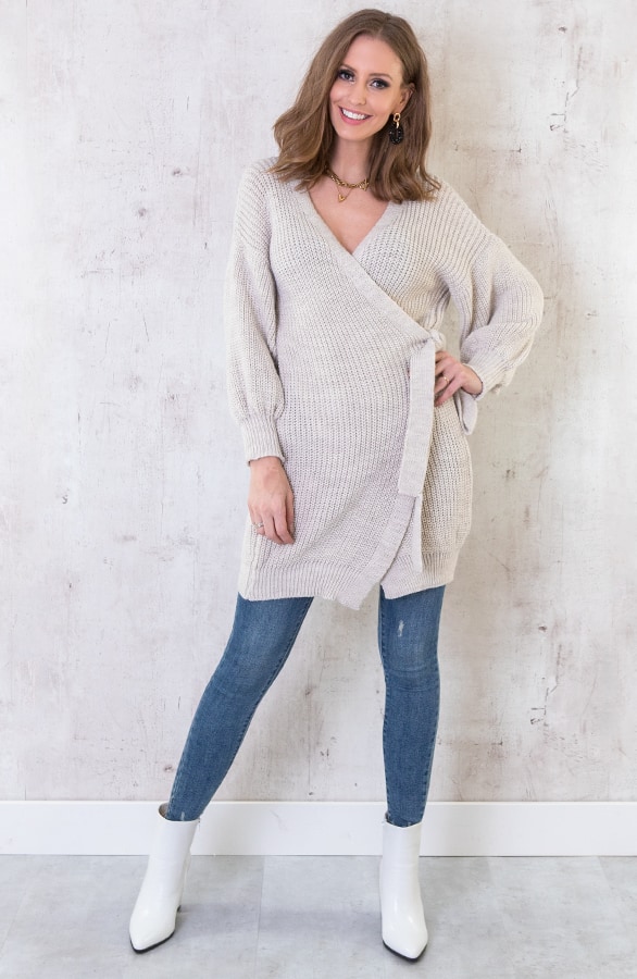 Strik Vest Gebreid Lang Beige – shoparchief, foto 2