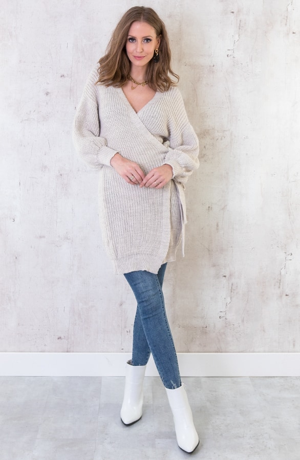 Strik Vest Gebreid Lang Beige – shoparchief