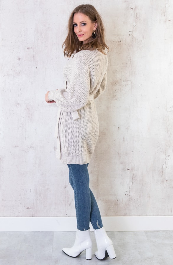 Strik Vest Gebreid Lang Beige – shoparchief, foto 3