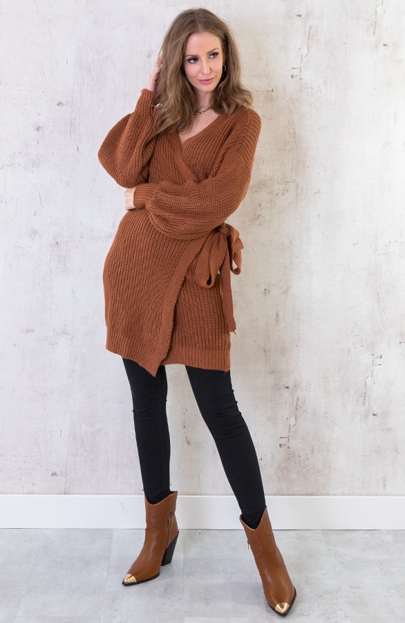 Strik Vest Gebreid Lang Cognac – shoparchief, foto 6