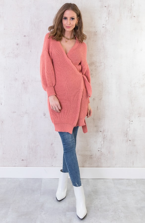 Strik Vest Gebreid Lang Dust Koraal – shoparchief, foto 4