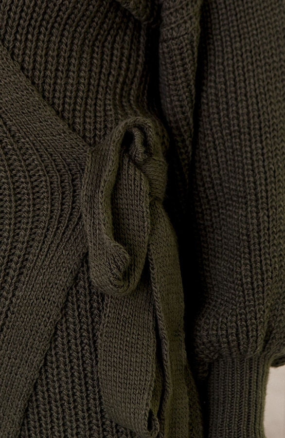 Strik Vest Gebreid Lang Legergroen – shoparchief, foto 5