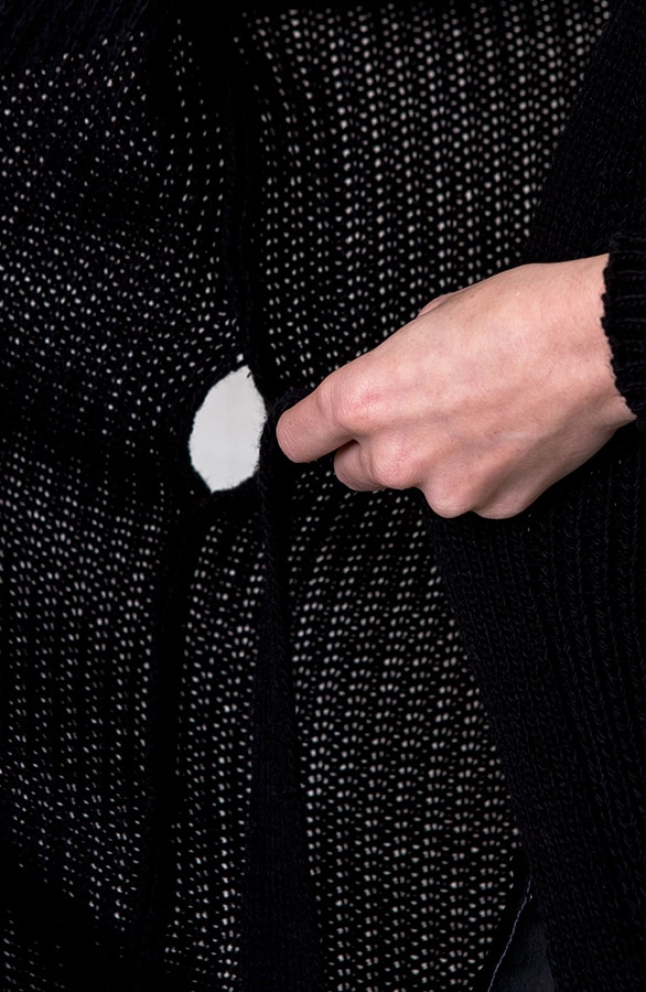 Strik Vest Gebreid Lang Zwart – shoparchief, foto 4