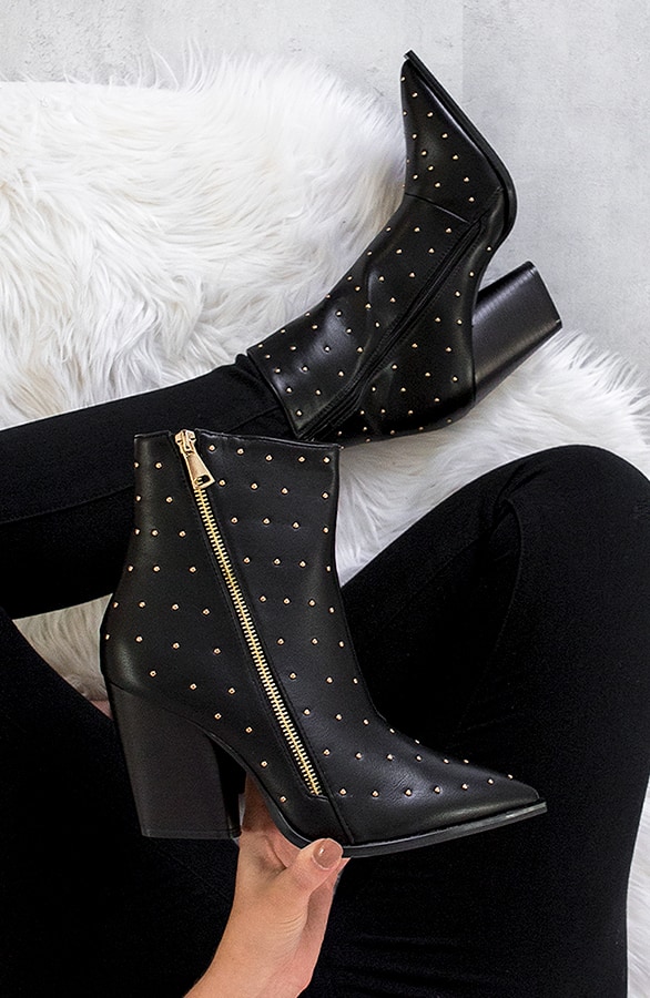Studs Boots Zwart Goud – shoparchief