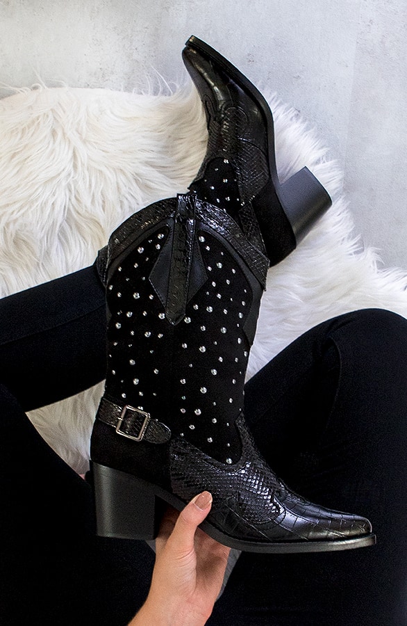 Studs Cowboy Snake Boots Zwart – shoparchief, foto 4