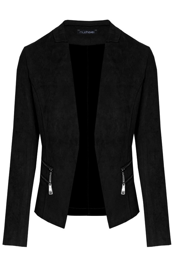 Suede Blazer Met Rits Zwart – shoparchief, foto 6