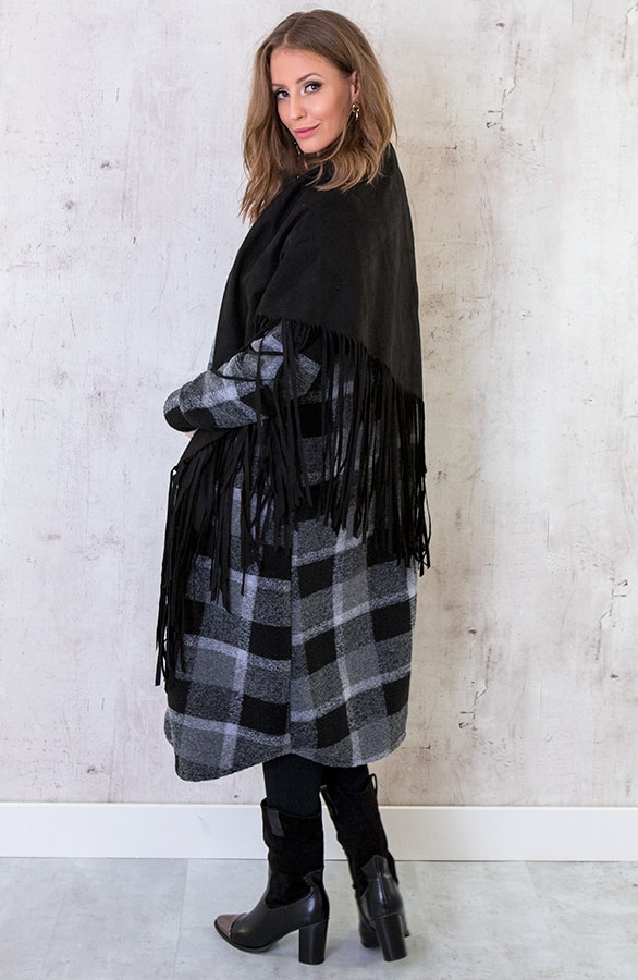 Suede Poncho Zwart – shoparchief, foto 3