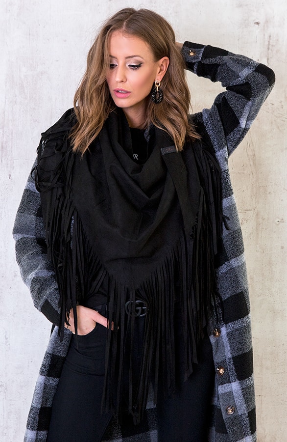 Suede Poncho Zwart – shoparchief, foto 2