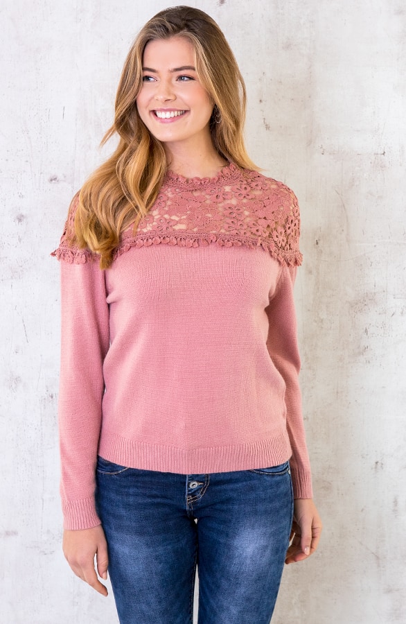 Trui Met Kanten Hals Roze – shoparchief, foto 4